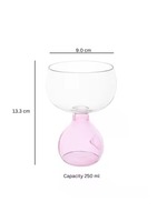 Set Gelas Anggur Merah Bergaya Berkelanjutan Terlaris, Desain Coupe Klasik Buatan Tangan, Borotech Pink Bening 250ml Tangkai Sedang