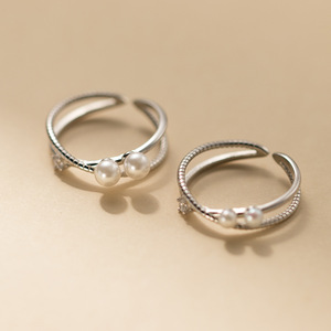 Cross Pearls <b>Ring</b> 925 Sterling Silver <b>Cubic</b> <b>Zirconia</b> Open Adjustable <b>Ring</b> - Product Image 3