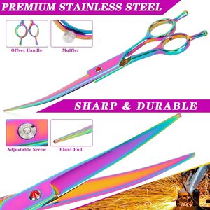 Ciseaux de toilettage pour chiens et chats de forme incurvée de qualité supérieure ciseaux de coupe de cheveux incurvés en acier inoxydable de taille personnalisée pour animaux - Product Image 2