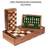 Jeu d'échecs magnétique personnalisé en bois, plateau de voyage pliable avec reines supplémentaires, fait main, cadeau d'anniversaire, jeux en bois