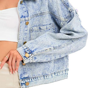 Chaqueta vaquera de alta calidad para mujer, recién llegado, manga larga, estilo corto, abrigo vaquero azul recortado para mujer - Product Image 5
