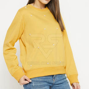 Venta en línea directa de fábrica, sudaderas de algodón 100% de diseño personalizado para mujer, tela de punto con logotipo frontal informal de invierno, recién llegado - Product Image 2