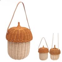 Nouvelle tendance osier rotin enfants sacs à bandoulière en forme de gland design balinais sacs de mode pour enfants