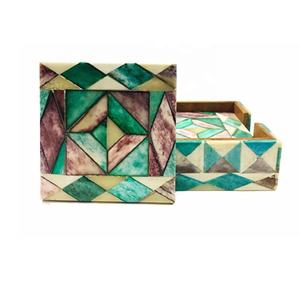 Haute qualité Chevron motif os incrustation thé café caboteur ensemble de 4 pièces caboteur pour boisson café vaisselle caboteur décor à la maison - Product Image 4