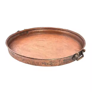 Bandeja de servicio de cobre Rústica Bandeja de proveedor al por mayor con mango de aluminio Vendedor superior Bandeja de cobre puro Rectángulo - Product Image 6