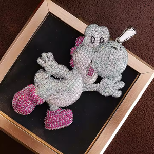 Pendentif personnalisable en moissanite et diamant, thème animal, couleur glacée, idéal pour un cadeau - Product Image 5