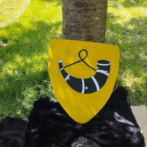 Escudo de madera Escudo medieval Calentador de diseñador vikingo escudo amarillo de artesanía Calvin - Product Image 1