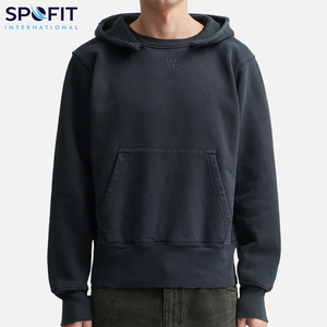 Style Vintage léger Logo personnalisé en détresse lavage à l'acide sweats à capuche surdimensionné Streetwear pull à capuche sweat pour hommes - Product Image 3