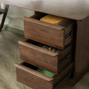 Warm Brown <b>Solid</b> <b>Wood</b> Rectangle Writing <b>Desk</b> with Smooth Worktop Drawer Storage 1-Year Warranty - Product Image 2