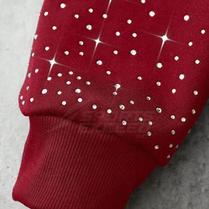 Sweat à capuche en molleton coton/polyester pour adulte, doublure unie, orné de strass, respirant, écologique, hiver, décontracté, manches longues, haute qualité - Product Image 5