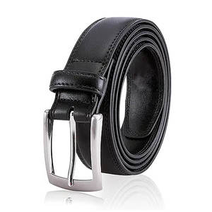 Premium Genuine Leather <b>Square</b> Buckle Belt Smooth Finish <b>Adjustable</b> Fit Casual Steel Buckle Durable Customizable - Product Image 1