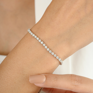 Usine En Gros Bijoux Luxueux 100% Naturel Rond Brillant Coupe Diamant 18K Or Blanc Empilé Tennis Bracelet Unisexe - Product Image 2