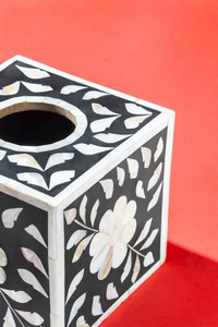 Caja de Pañuelos de Madera Personalizable al por Mayor con Incrustaciones de Hueso para Cocina, Hogar o Auto, Empacada en Cartón - Product Image 3