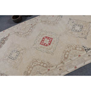 พรมสไตล์วินเทจของตุรกีรูปทรงสี่เหลี่ยมผืนผ้า4.6x12.2ft งานทำด้วยมือสำหรับห้องนอนพื้นที่ขนาดใหญ่ที่มีการออกแบบโถงทางเดิน - Product Image 5