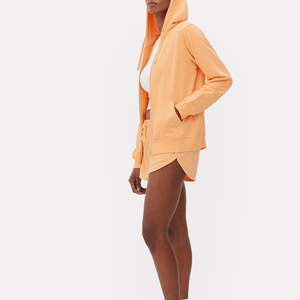 Wholesale Cotton Fitness Crop Hoodie Regular Fit <b>Winter</b> Drawstring Hem Sports Wear Women Athleisure Full Zip up Gym Sweatshirts - Product Image 3