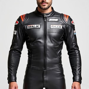 Traje de cuero de motocicleta OEM económico-Cuero de vaca de alto valor + logotipos personalizados - Product Image 1