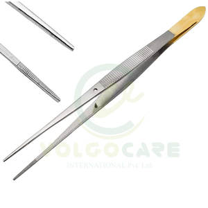 Venta al por mayor de acero inoxidable de alta precisión de 6 pulgadas para pulgares fórceps dentados con mango chapado en oro - Product Image 1