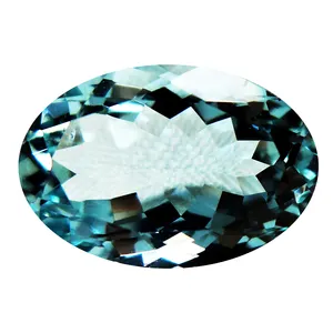 Corte ovalado Aguamarina azul Tamaño personalizado Piedras preciosas naturales Corte facetado Fabricación de joyas Aguamarina Piedra semipreciosa Aguamarina a granel