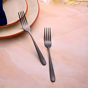 Velvet <b>Black</b> Stainless Steel Tiny Forks <b>Set</b> of 2 Sustainable <b>Dinner</b> Fruit Salad Dessert Forks - Product Image 2