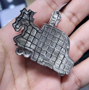 925 Sterling Silver <b>Iced</b> out Moissanite Diamond Truck Money Pendant - Product Image 1