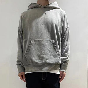Sweat à capuche lourd sans ficelle personnalisé hommes en détresse surdimensionné blanc acide Vintage lavé à l'acide sweats à capuche pour hommes - Product Image 2