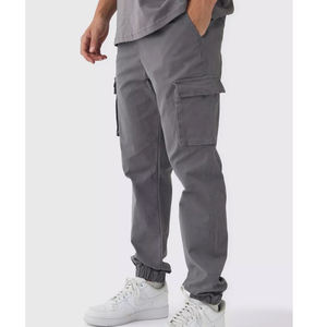 Pantalon Cargo Décontracté Multi-Poches de Style Tactique à Coupe Ample pour Hommes, Vêtement de Travail et d'Extérieur en Coton Durable avec Extensibilité - Product Image 4
