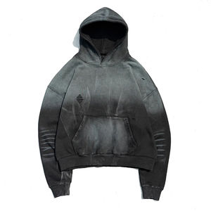 Nouveau Style sweat à capuche en détresse pour hommes 100% coton matériel Streetwear Style respirant tissu éponge Logo personnalisé sweats à capuche pour hommes - Product Image 1