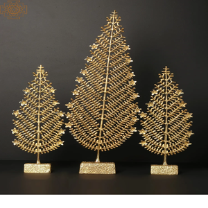 Arbre de Noël à trois ornements dorés avec étoile pour table de noël décoration de la maison deux dessus de table arbre de noël pour la maison en gros - Product Image 1