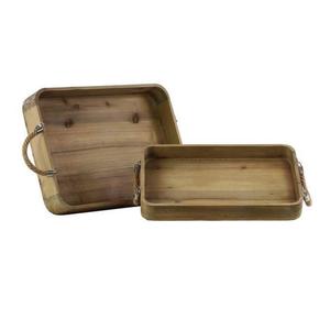 Plateau de service en bois rond moderne fait à la main avec poignée en métal élégante pour pâtes Burgers Fast Food Tea Home Decor Mariages - Product Image 5