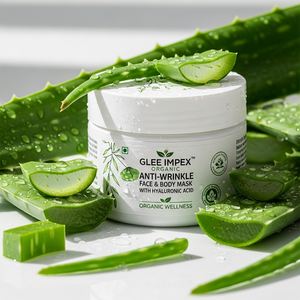 Mascarilla facial antiarrugas orgánica Glee Impex con ácido hialurónico |   Paquete Familiar Jumbo en Polvo para Todo Tipo de Piel - Product Image 3