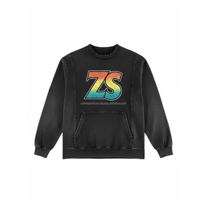 Premium Heavyweight 380 GSM Cotton Fleece <b>Sweatshirt</b> Custom Logo Printing Embroidery Streetwear <b>Black</b> Basics <b>Sweatshirts</b> - Product Image 1