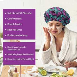 Vente en gros de logo personnalisé femmes large bande élastique brillant soie Satin nuit dormir chimio cheveux Bonnet chapeau par Raw to Fine - Product Image 6