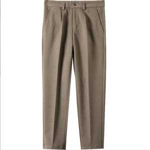 Pantalon habillé pour homme, coupe slim décontractée, respirant, écologique, 100% coton, léger, design chiné, devant plat, taille mi-haute, coupe droite - Product Image 2