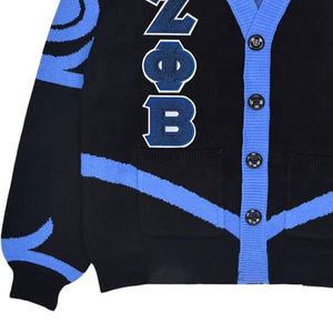 Cárdigan personalizado de Invierno para mujer Zeta Phi Beta Sorority, cuello en V, hilo acrílico tejido Chenille Varsity, botón con letras para suéteres - Product Image 3