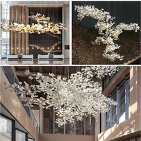 Nouveau lustre en céramique ovale/long sur mesure de luxe pour la décoration de hall d'hôtel et de villa avec éclairage LED