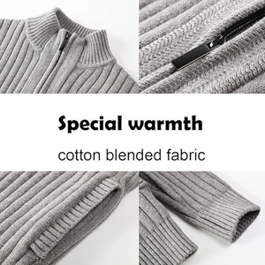 <b>Men's</b> Ribbed <b>Knit</b> Zip-Up <b>Cardigan</b> Sweater 100% Cotton Breathable ODM Winter Casual Office Layering Jacket Premium Knitwear - Product Image 6