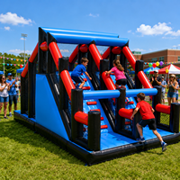 Parcours d'obstacles gonflable commercial NBINFLATABLE 5K en PVC avec défi d'escalade pour événements de team building (capacité maximale 50-200 personnes)