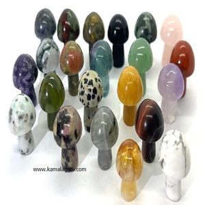 Vente en gros de pierres précieuses faites à la main en cristal de quartz agate de 2 pouces, champignon oral, gravure incurvée, design, fleur sculptée, chakra de guérison - Product Image 1