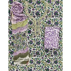 Salwar Kameez de Algodón Estampado sin Coser, Vestido Indio de Estilo Pakistaní para Fiestas, con Cuello y Material de Tela Lawn - Product Image 1