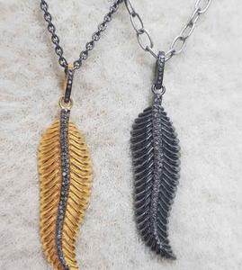 Élégant Vintage Feuille 925 Sterling Silver Naturel Pave Diamant Noir Rhodium Plaqué Bijoux 50x15MM Taille pour Mariage & Fiançailles - Product Image 6