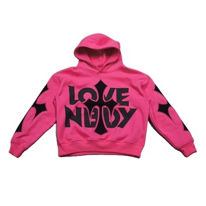 Custom Men’s Casual <b>Designer</b> Cropped Hoodie 100% Polyester Custom Embroidery Graphic Printed Streetwear Hoodie - Product Image 1