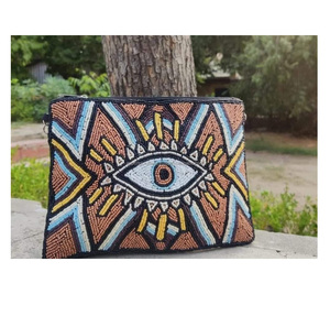 Bolso de mano de noche con cuentas para mujer, cartera de mano hecha a mano, estilo Mensajero de la India, Guru, Kirpa, casa de exportación, colección de fiesta de navidad - Product Image 1