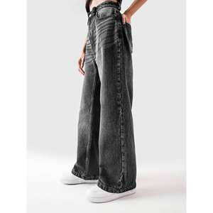 กางเกงยีนส์ทรงขาบาน Rage Denim เอวสูง ลายพิมพ์ลำลอง แต่งลูกไม้ ไซส์ใหญ่พิเศษ XL สำหรับฤดูร้อนและฤดูหนาว - Product Image 4