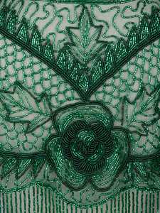 Magnifique cape verte à sequins, brodée à la main, look glamour, tenue de soirée, robe de cocktail, couche transparente moderne en satin 100% - Product Image 4