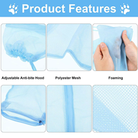 Lot de 5 sacs de bain et de toilettage pour animaux de compagnie, kit de toilettage pour chat en maille réglable, muselière anti-griffures pour chat pour la coupe des ongles