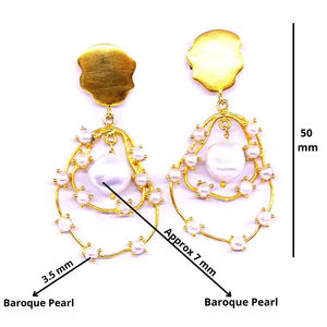 Attractive 925 Sterling <b>Silver</b> Baroque <b>Pearl</b> Gemstone Charm Elegant Fashionable Trendy Women Wear <b>Earrings</b> - Product Image 2