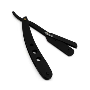 Maquinilla de afeitar de peluquero de alta calidad con revestimiento negro, logotipo personalizado para salón de hombres, maquinilla de afeitar de acero inoxidable - Product Image 1