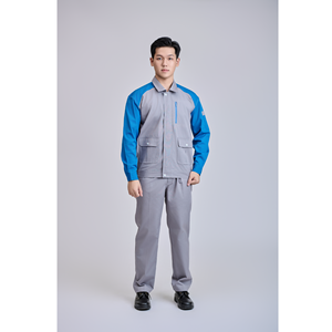 Ropa de Trabajo de Alta Visibilidad para Hombre FMF, Conjunto Azul Cielo Grisáceo de Manga Larga, Antiarrugas, Resistente a Desgarros, Lavable, Cómodo y Transpirable - Product Image 3