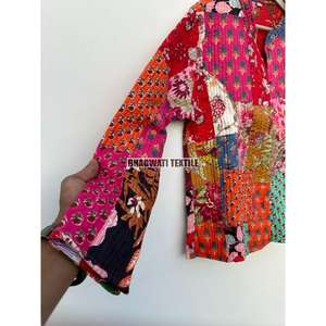 Veste matelassée courte unisexe faite à la main Style bohème Patchwork Design coton indien respirant automne hiver manteau broderie - Product Image 5