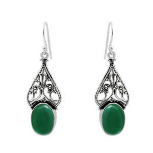 Nuevos y lujosos pendientes de gota de piedras preciosas de ónix verde en forma ovalada para mujer, pendientes bohemios elegantes Retro en plata de ley 925 - Product Image 1